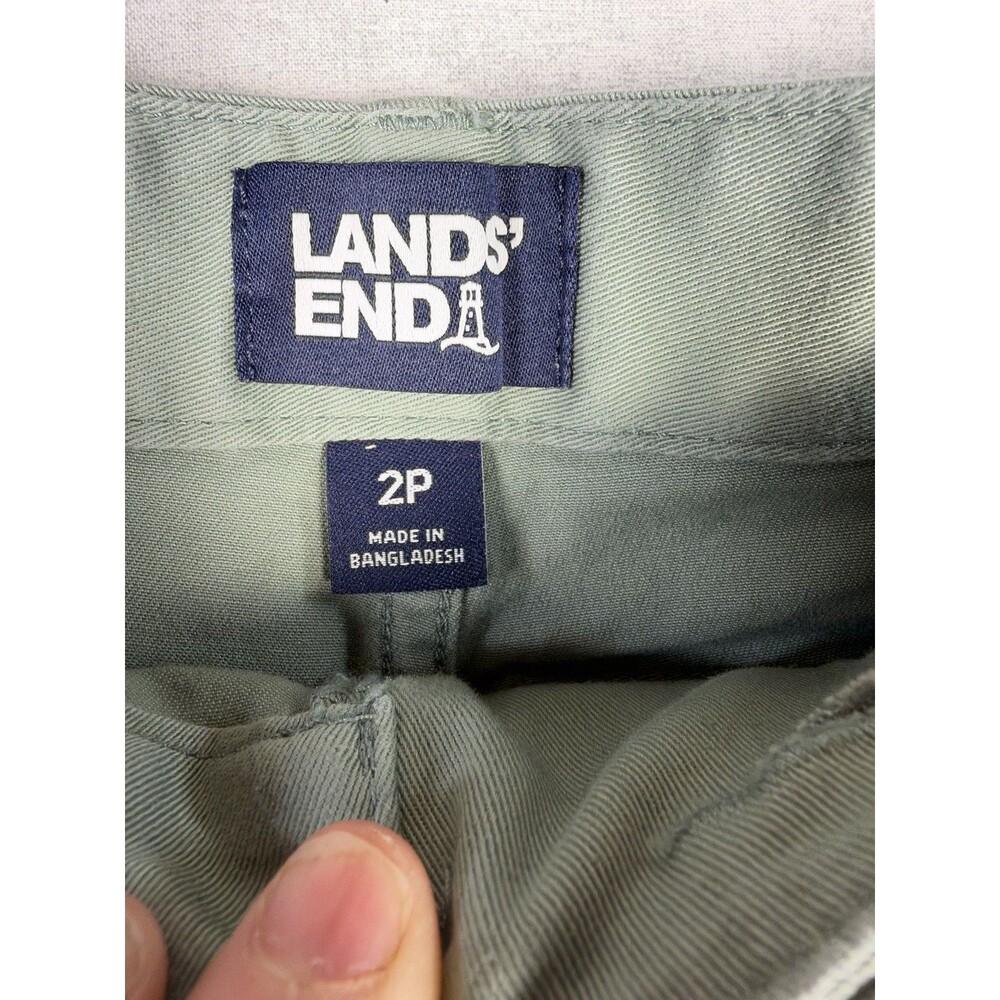 LANDS' END Mid Rise Straight Leg Cotton/Spandex Pants Petite Size 2P Olive Green - Picture 2 of 7